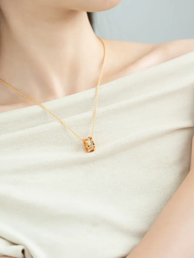 Gold-Tone Twisted Multi-Band Pavé Pendant Necklace 5