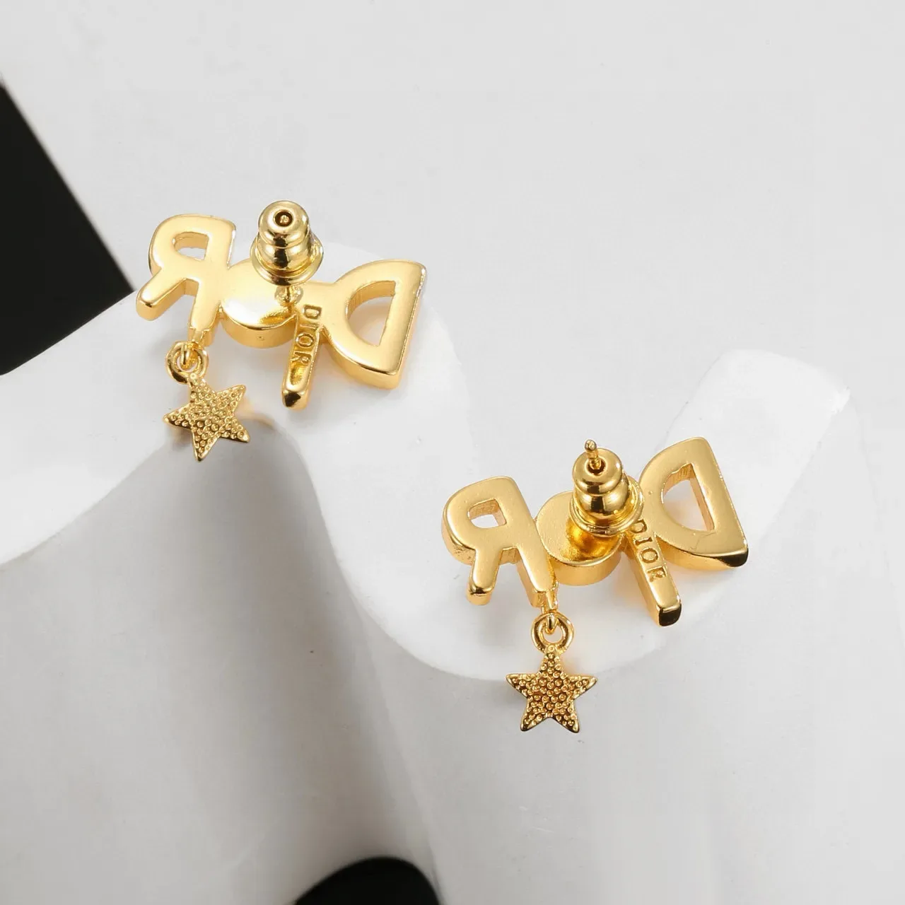 Gold Transparent Crystal-Encrusted Earrings 2