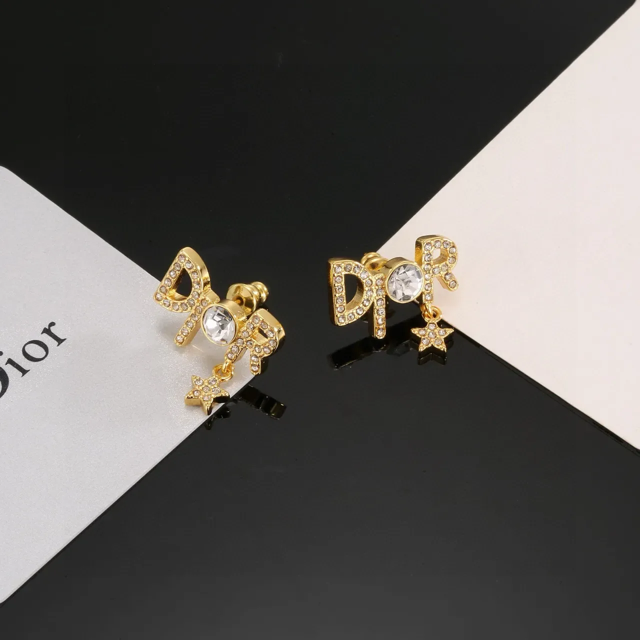 Gold Transparent Crystal-Encrusted Earrings 5