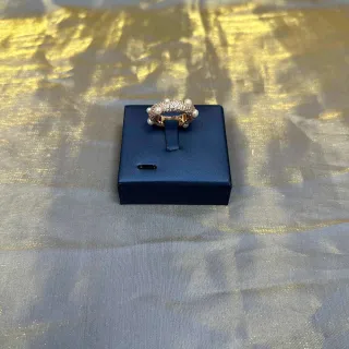 Gold White Pearl-Embellished Pavé-Set Ring