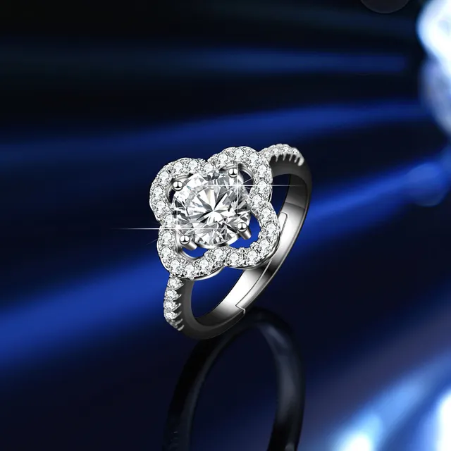 GRA Moissanite Solitaire Silver White Six-Prong Setting Ring 2