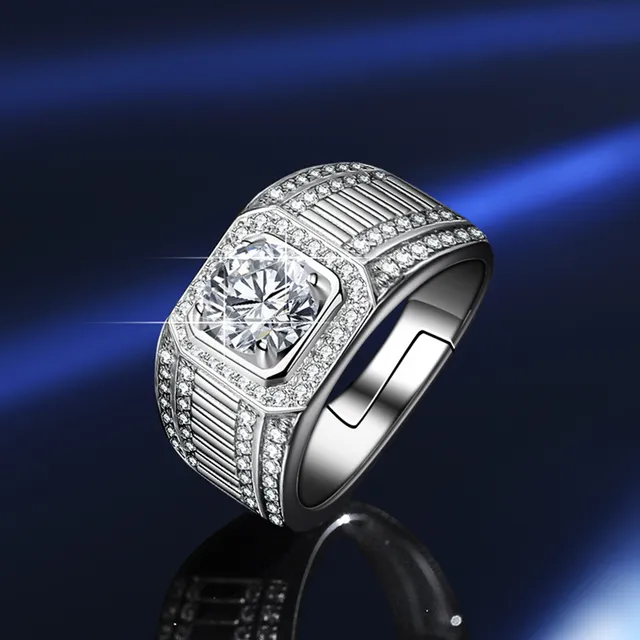 GRA Moissanite Solitaire Silver White Six-Prong Setting Ring 5
