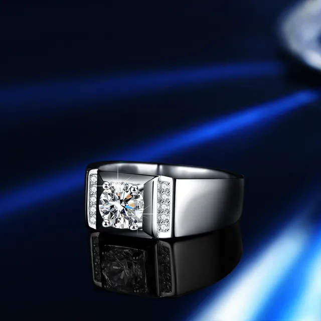 GRA Moissanite Solitaire Silver White Six-Prong Setting Ring 19