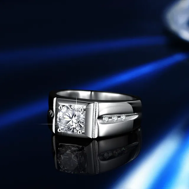 GRA Moissanite Solitaire Silver White Six-Prong Setting Ring 20