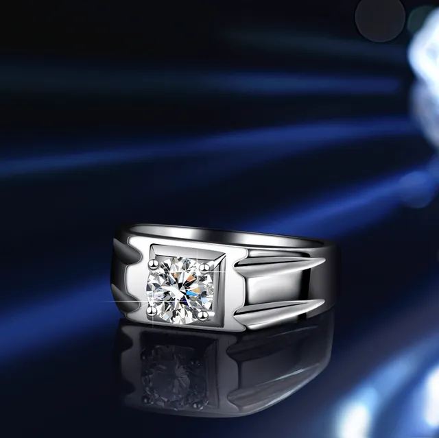 GRA Moissanite Solitaire Silver White Six-Prong Setting Ring 22