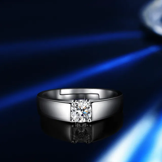 GRA Moissanite Solitaire Silver White Six-Prong Setting Ring 23