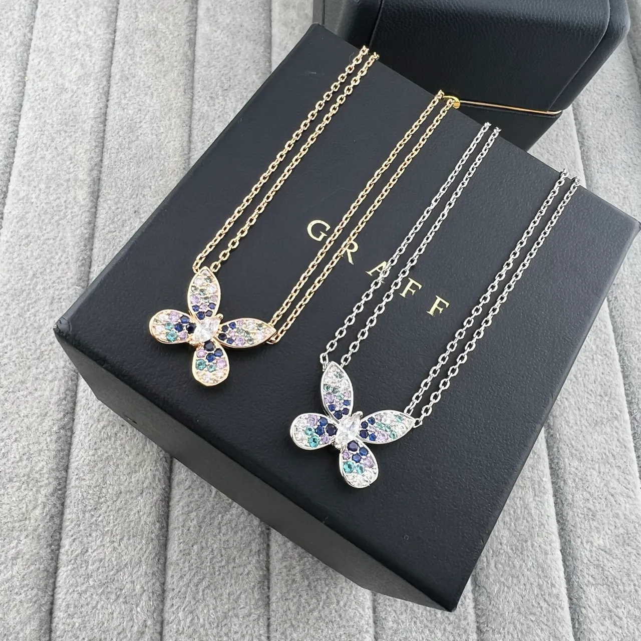 Graff Butterfly Multicolor Gemstone Pendant Necklaces 1