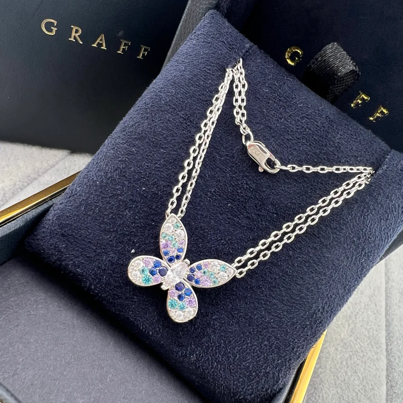 Graff Butterfly Multicolor Gemstone Pendant Necklaces 2