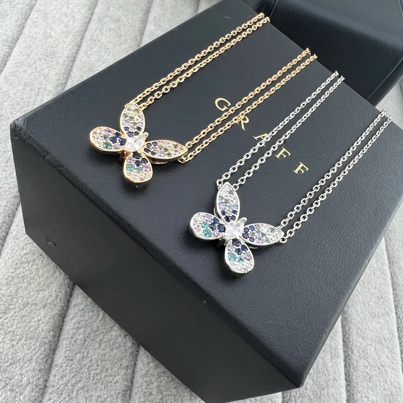 Graff Butterfly Multicolor Gemstone Pendant Necklaces 6