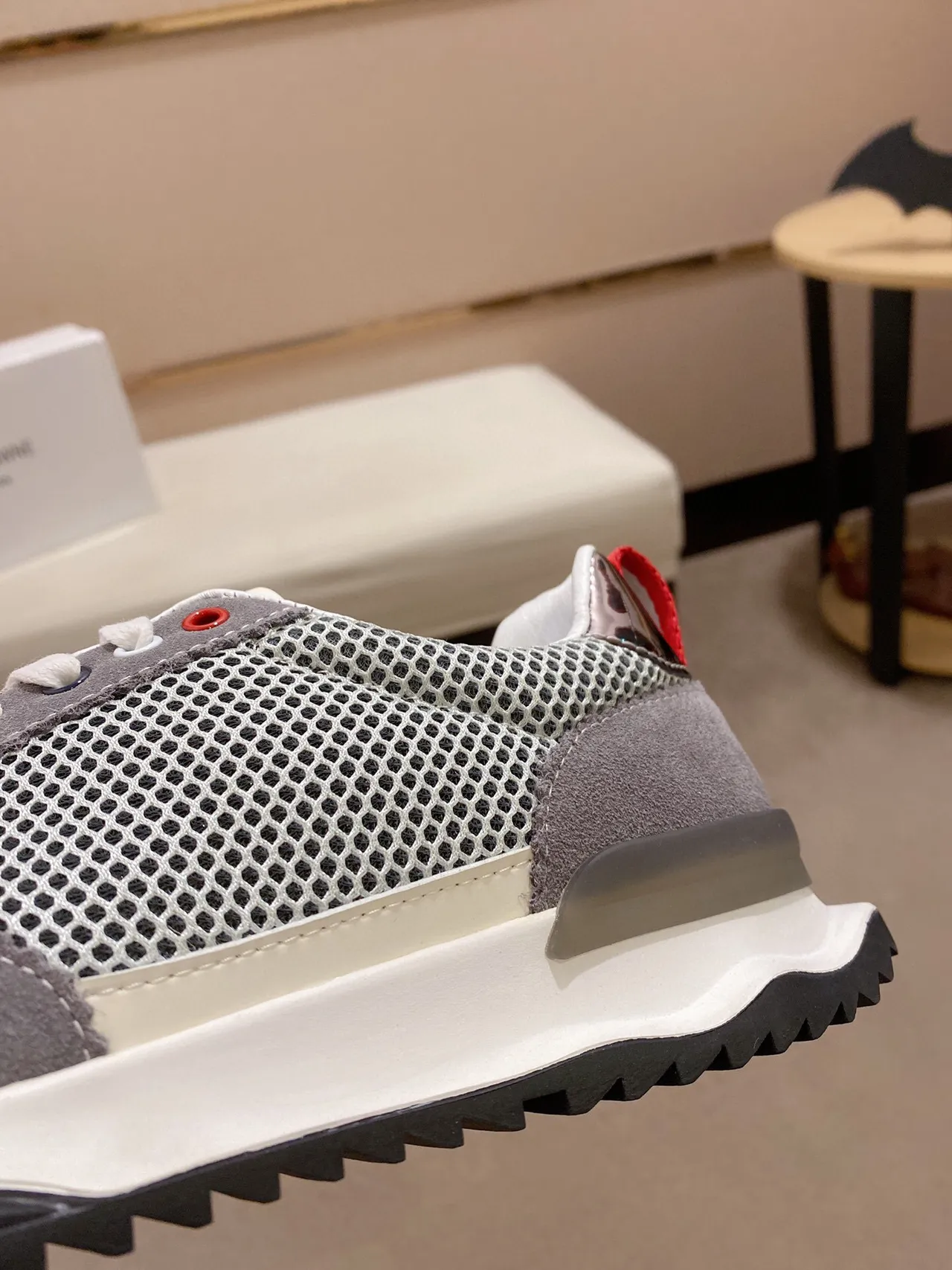 Gray and White Mesh-Suede Hybrid Low-Top Sneaker 8
