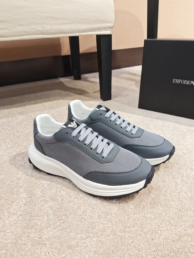 Gray and White Mixed-Material Low-Top Lifestyle Sneaker 4