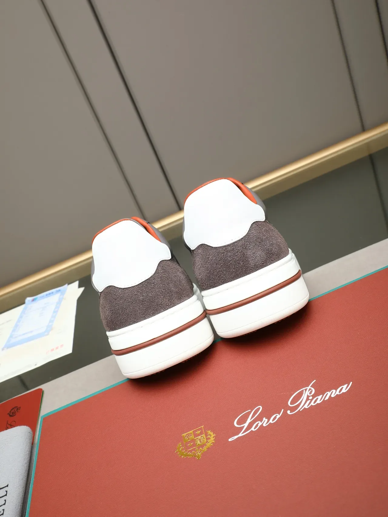 Gray and White Suede Leather Platform Sneaker 3