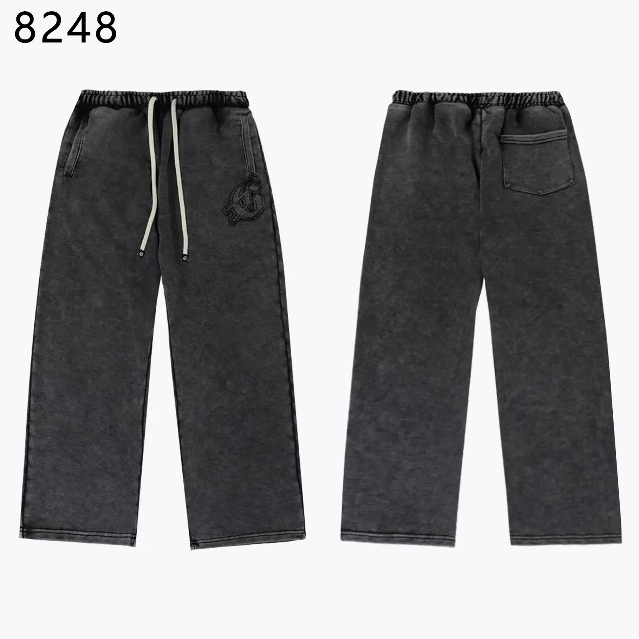 Gray Black Full-Zip Embroidered Logo Hoodie 3