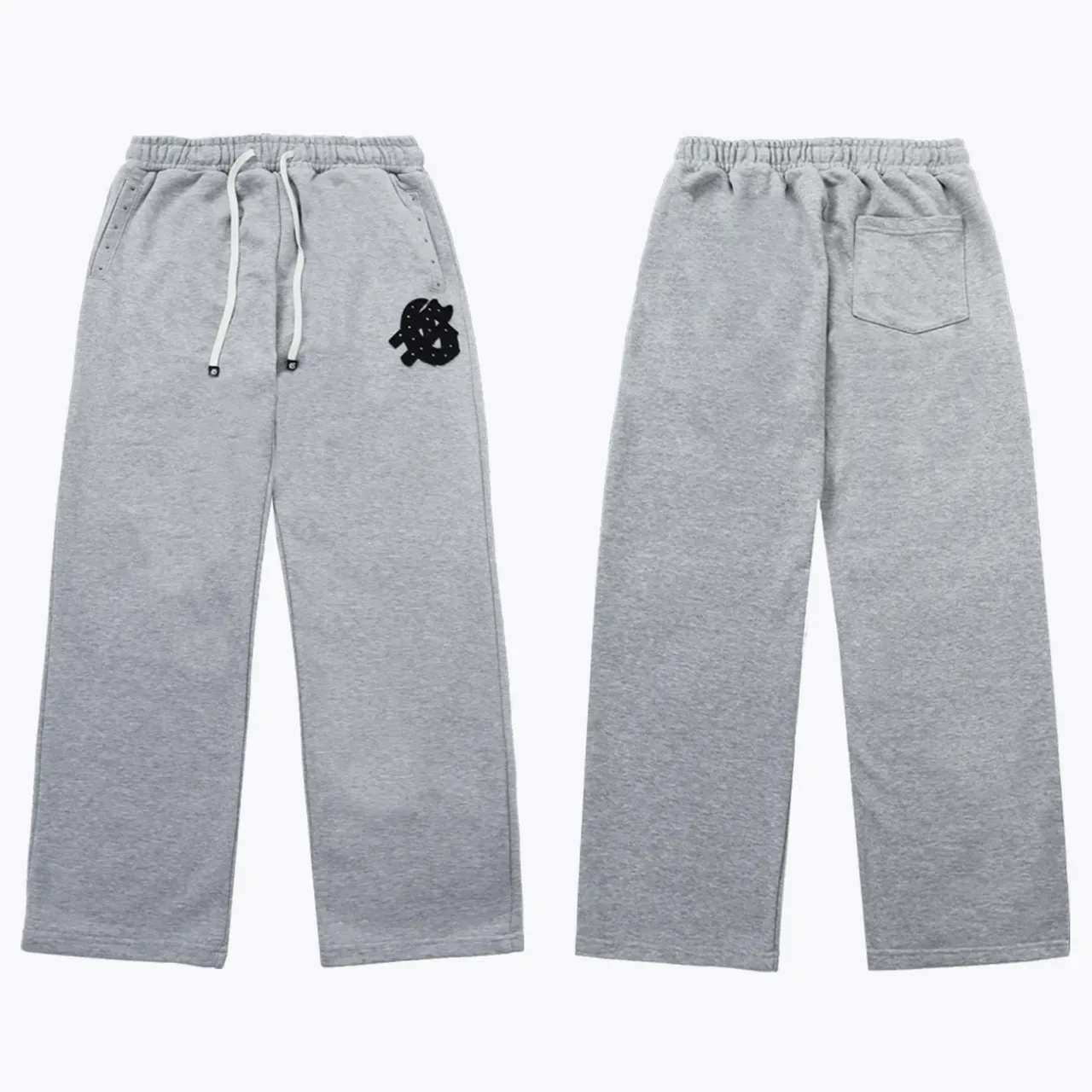 Gray Black Full-Zip Embroidered Logo Hoodie 8