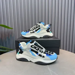 رمادي أزرق Oversized Sculpted Midsole Layered Synthetic Upper Chunky Sneakers