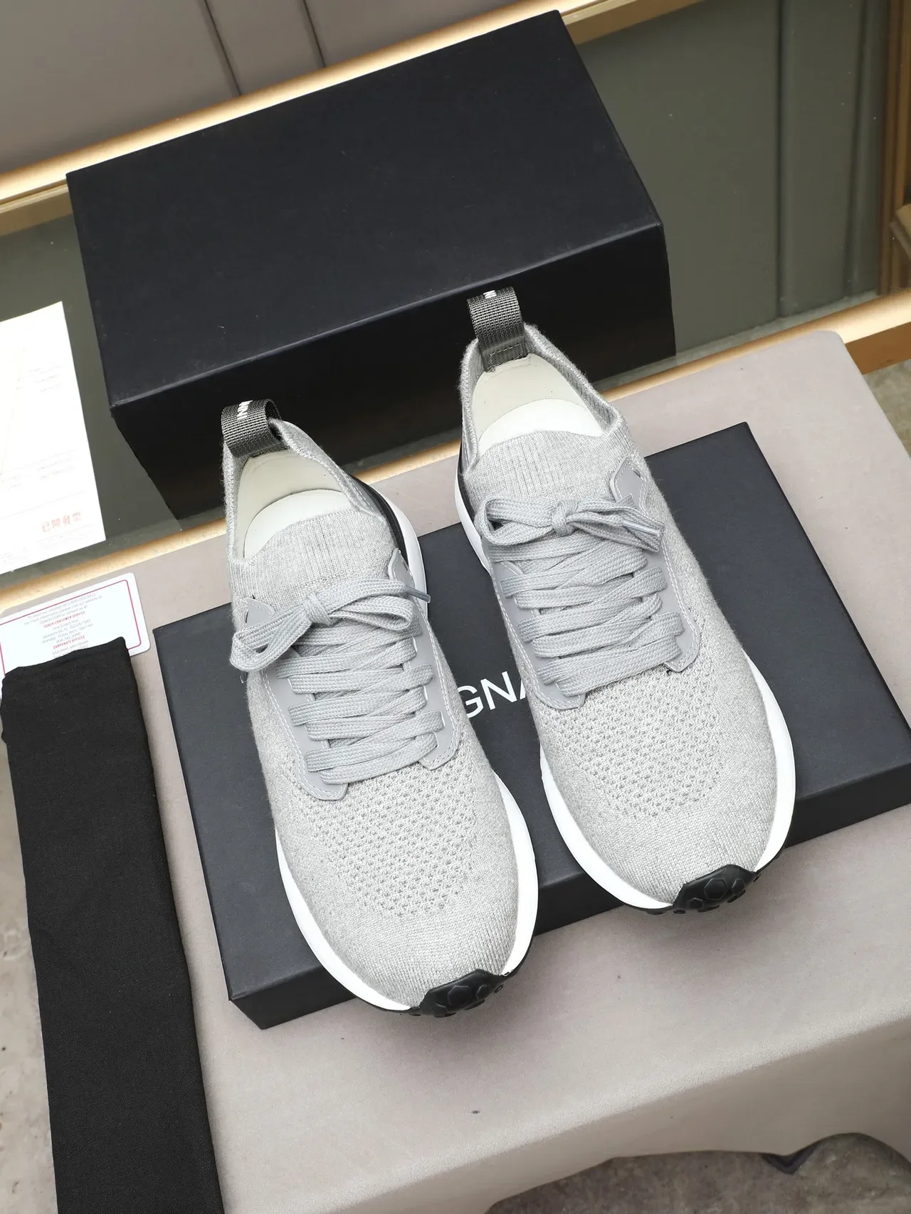 Gray Knit Upper Two-Tone Sole Lifestyle Sneaker 2
