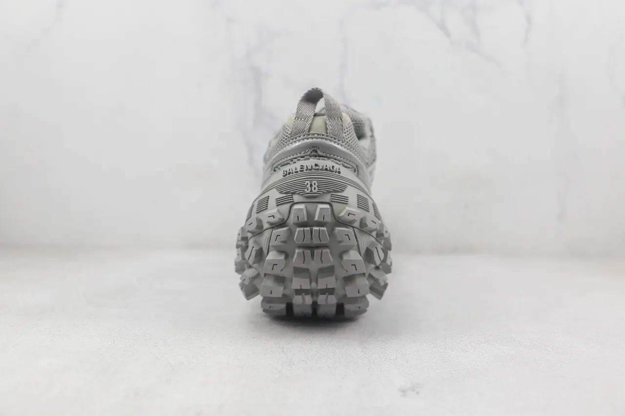 Gray Monochromatic Mesh-Synthetic Hybrid Upper Sneakers 9