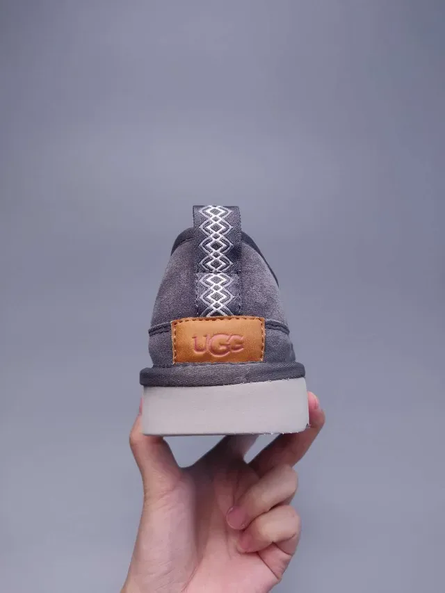 Gray Suede Shearling-Lined Slip-On Loafers 6