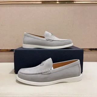 Moc-Toe Stitching Loafer en daim gris et blanc