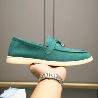 Green Beige Suede Upper Crepe-Style Sole Loafer
