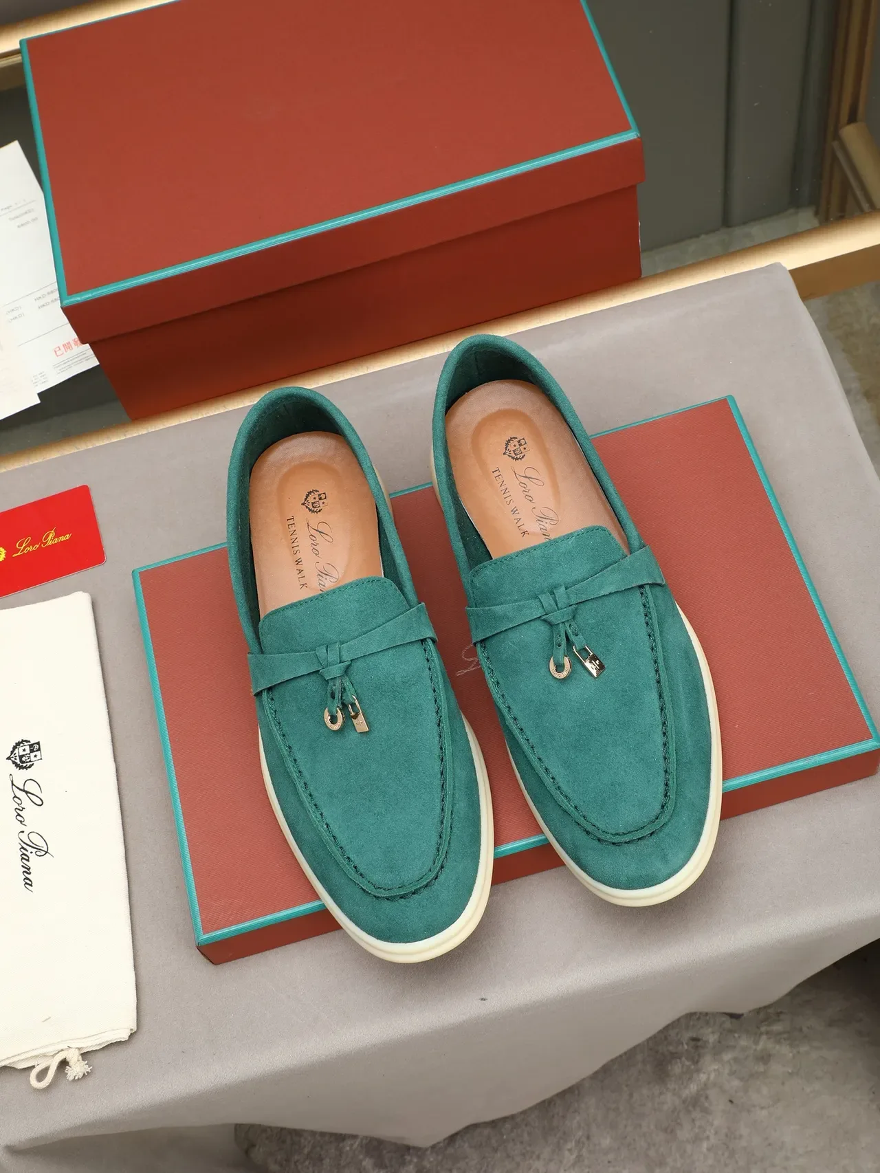Green Beige Suede Upper Crepe-Style Sole Loafer 3