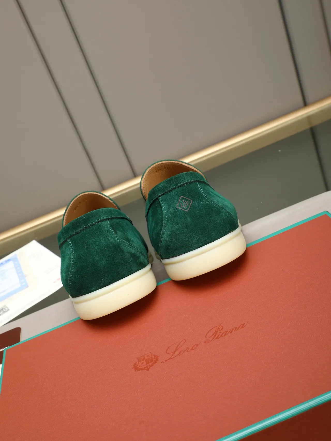 Green Beige Suede Upper Moc-Toe Detail Loafer 3