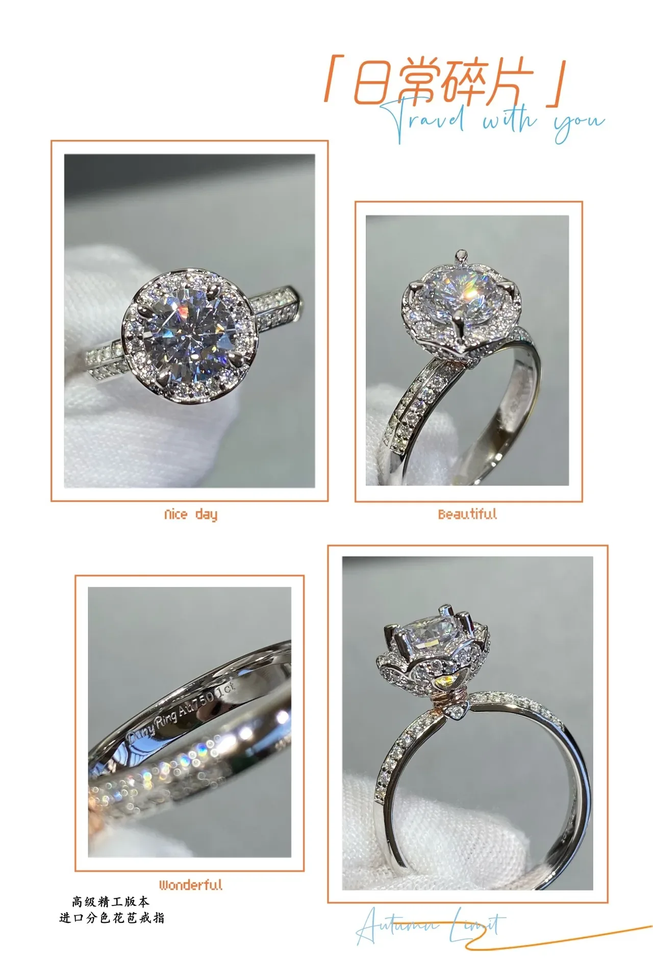 Halo Setting Round Brilliant Center Stone Silver-Toned Ring 6