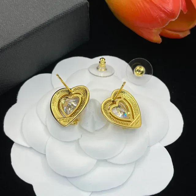 Heart-Shaped Enamel and Crystal Stud Earrings 3