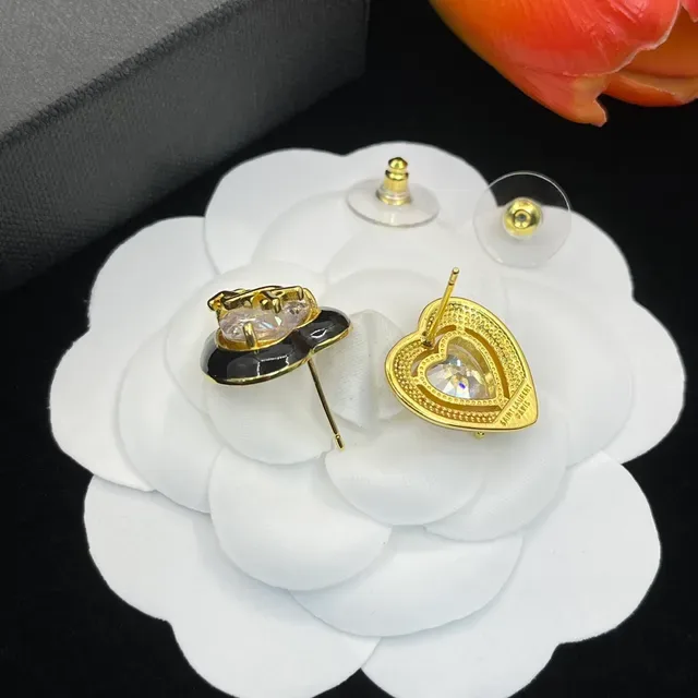 Heart-Shaped Enamel and Crystal Stud Earrings 4