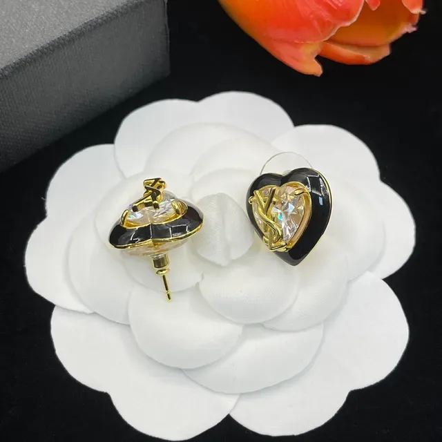 Heart-Shaped Enamel and Crystal Stud Earrings 6