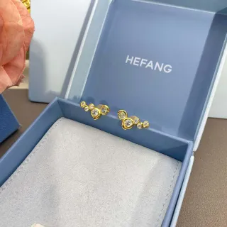 HEFANG Dourado Agrupado Pedra Redonda Brincos com Perno