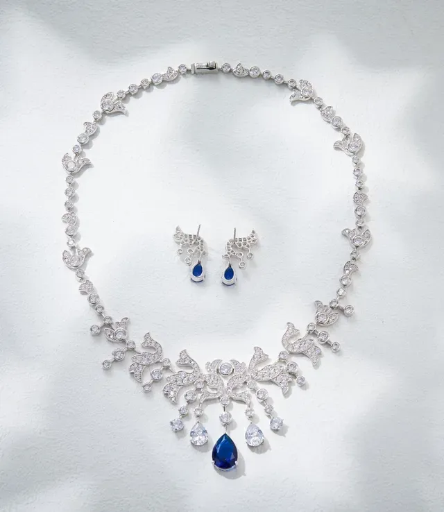 High-Jewelry Pavé-Set Floral-Dove Motif Drop Pendant Necklace 2