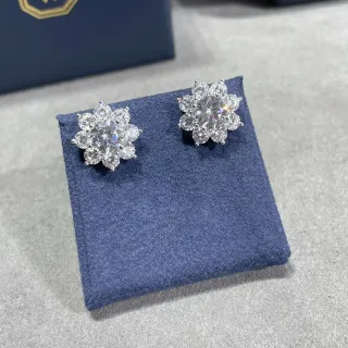 HW Floral Cluster Halo Stud Earrings