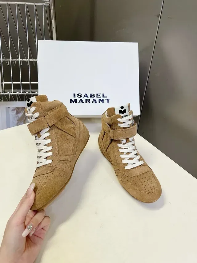 Isabel Marant Beige White High-Top Suede Lifestyle Sneakers 4