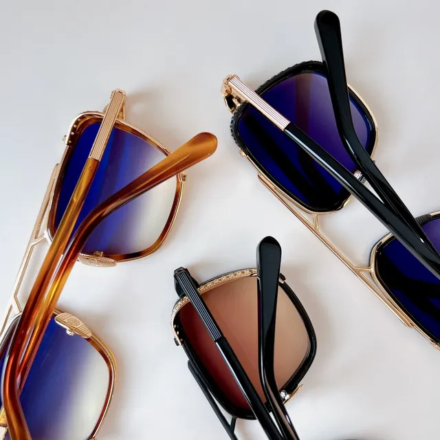 John Dalia 'Scotty' Brown Beige Aviator-Inspired Rectangular Frame Double Bridge Sunglasses 2
