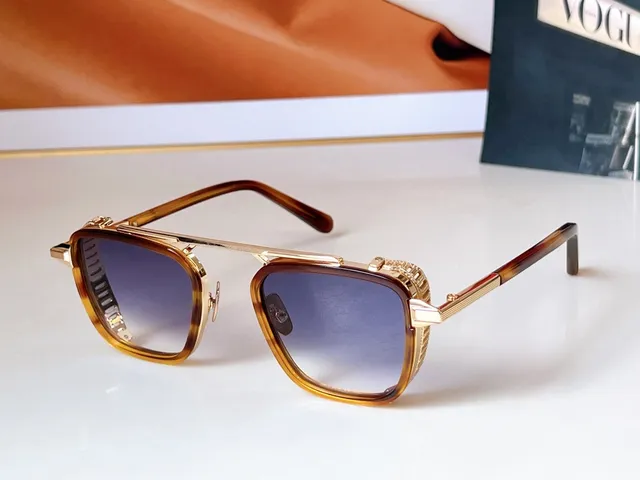 John Dalia 'Scotty' Brown Beige Aviator-Inspired Rectangular Frame Double Bridge Sunglasses 3