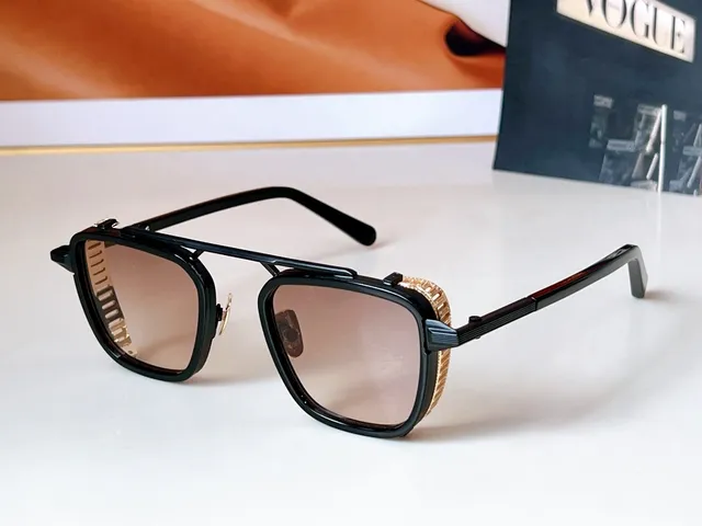 John Dalia 'Scotty' Brown Beige Aviator-Inspired Rectangular Frame Double Bridge Sunglasses 4