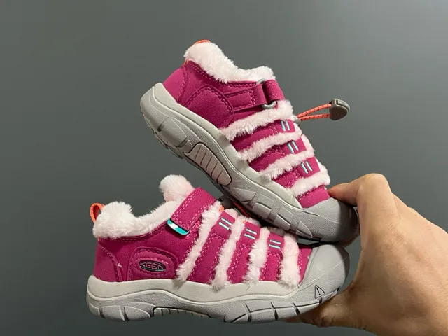 Keen Pink White Fleece-Lined Adjustable Strap Casual Sandals 13