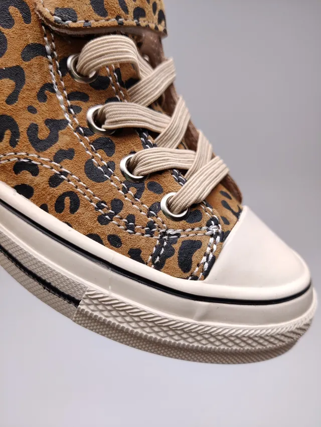 Leopard-Print High-Top Lace-and-Strap Lifestyle Sneakers 6