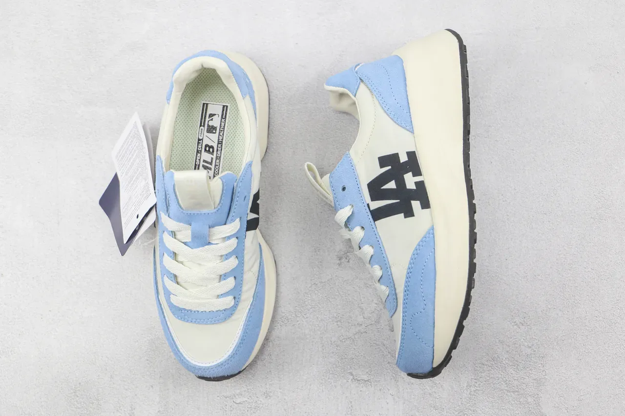 Light Blue and Cream LA Logo Retro Runner Sneaker 3