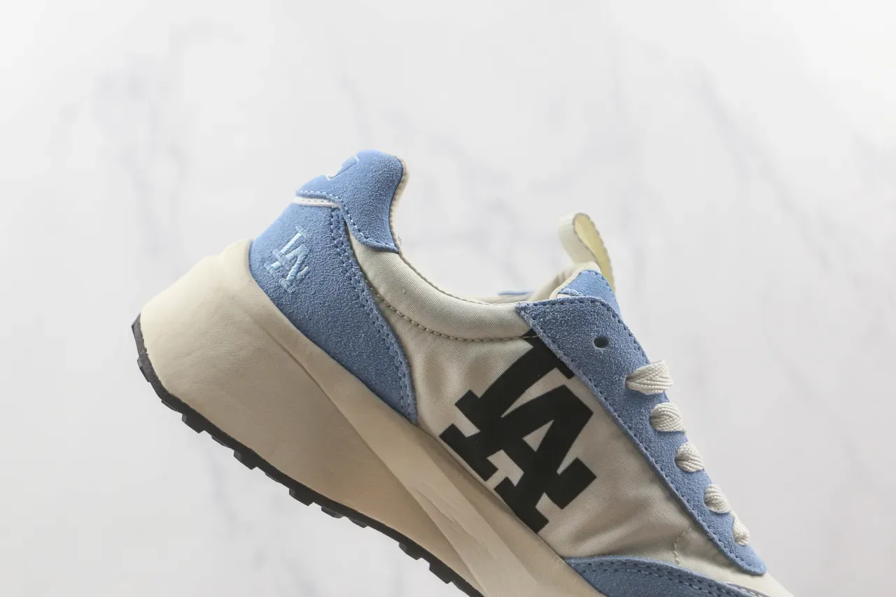 Light Blue and Cream LA Logo Retro Runner Sneaker 5
