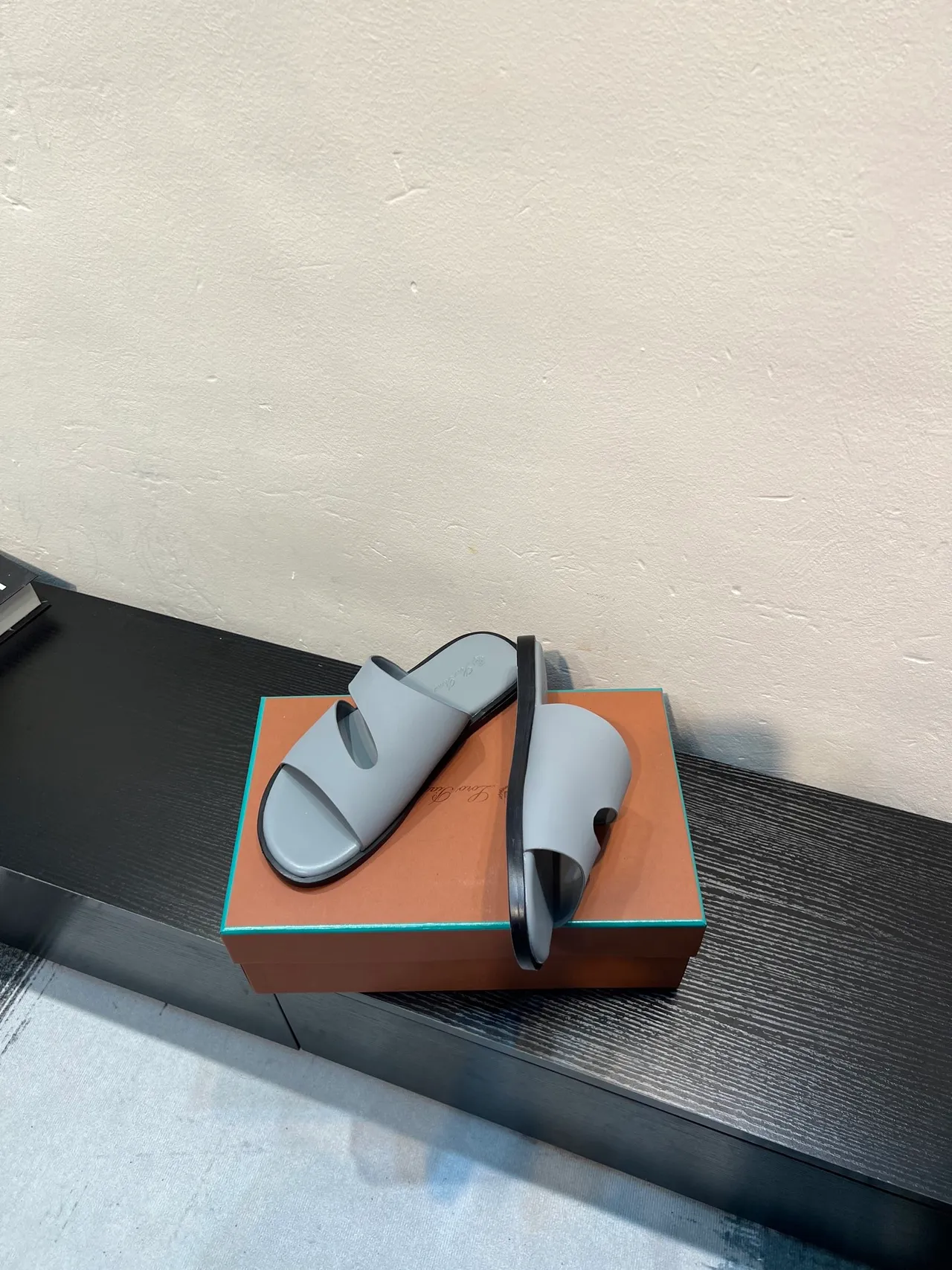Light Gray Double-Strap Flat Slipper 4