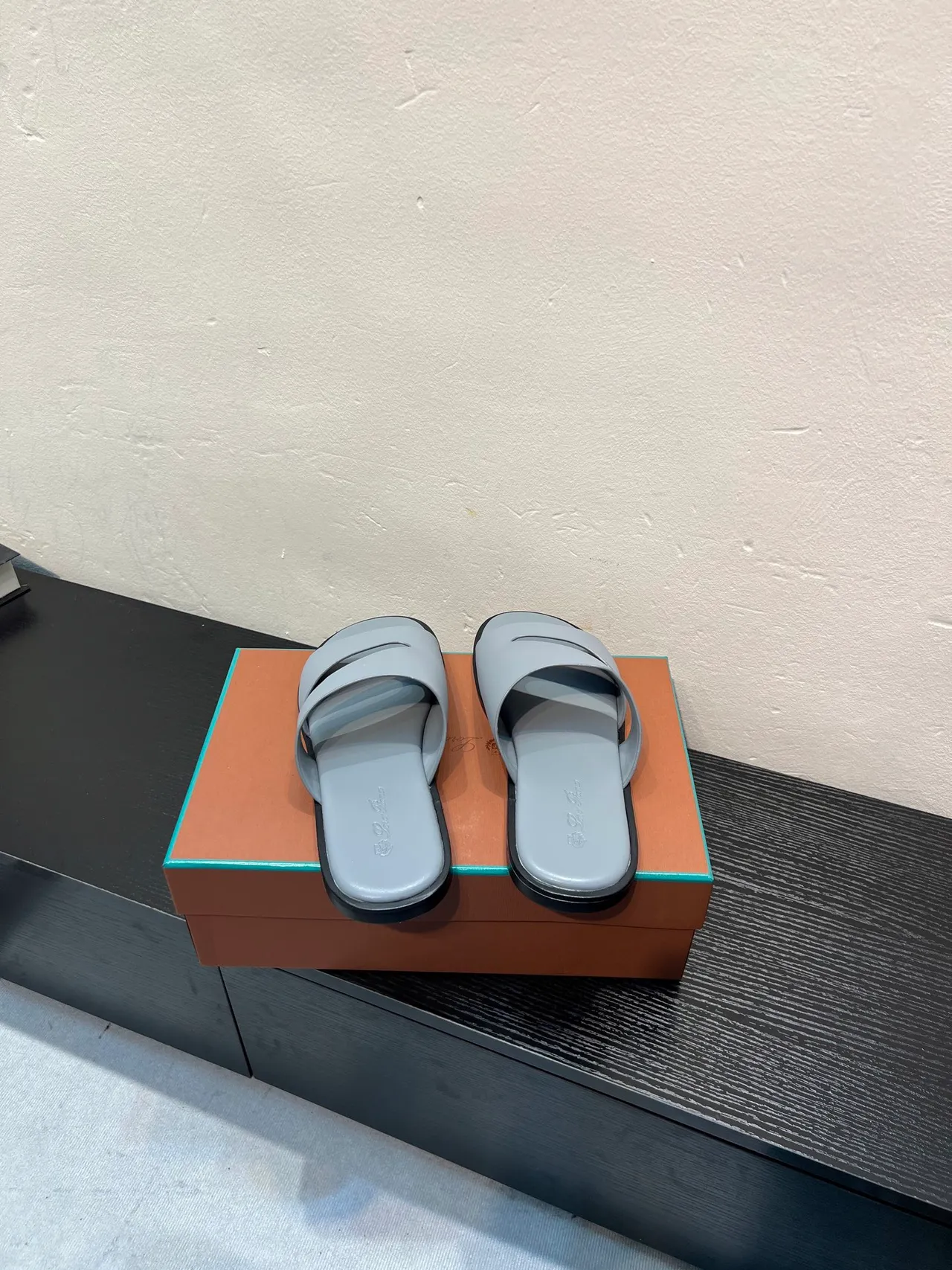 Light Gray Double-Strap Flat Slipper 6