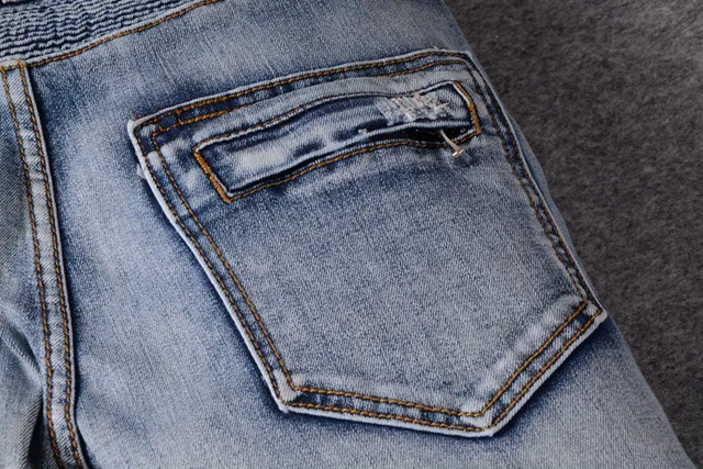 Light-Wash Distressed Zip-Pocket Moto Slim-Fit Jeans 4