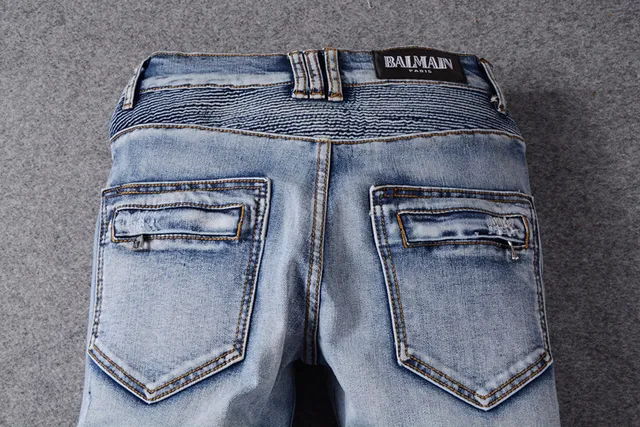 Light-Wash Distressed Zip-Pocket Moto Slim-Fit Jeans 7