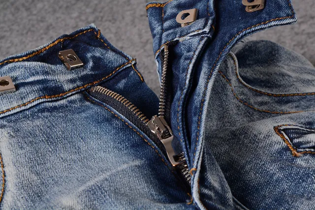 Light-Wash Distressed Zip-Pocket Moto Slim-Fit Jeans 14
