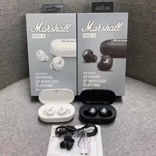 Marshall Mode II White Black Glossy Finish M-Logo Face TWS Earbuds