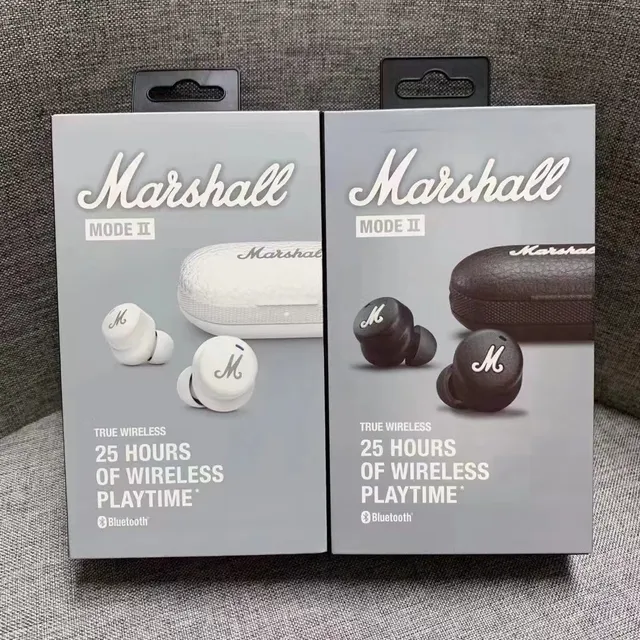 Marshall Mode II White Black Glossy Finish M-Logo Face TWS Earbuds 2