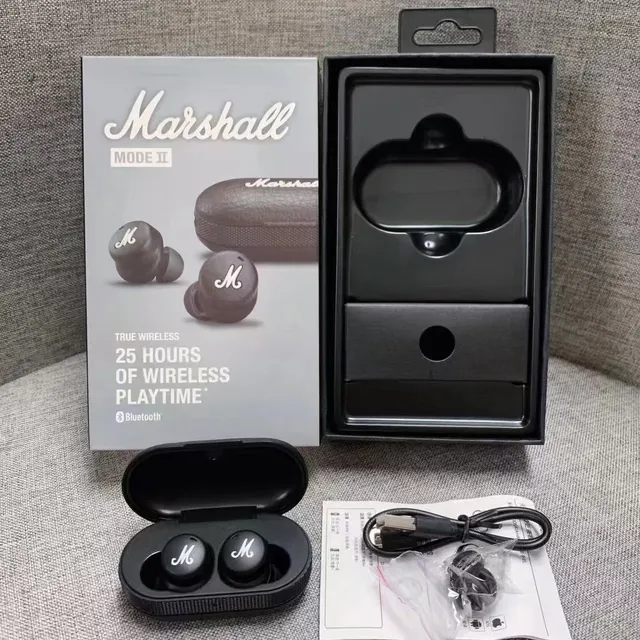 Marshall Mode II White Black Glossy Finish M-Logo Face TWS Earbuds 4