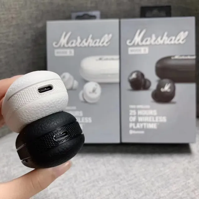 Marshall Mode II White Black Glossy Finish M-Logo Face TWS Earbuds 6